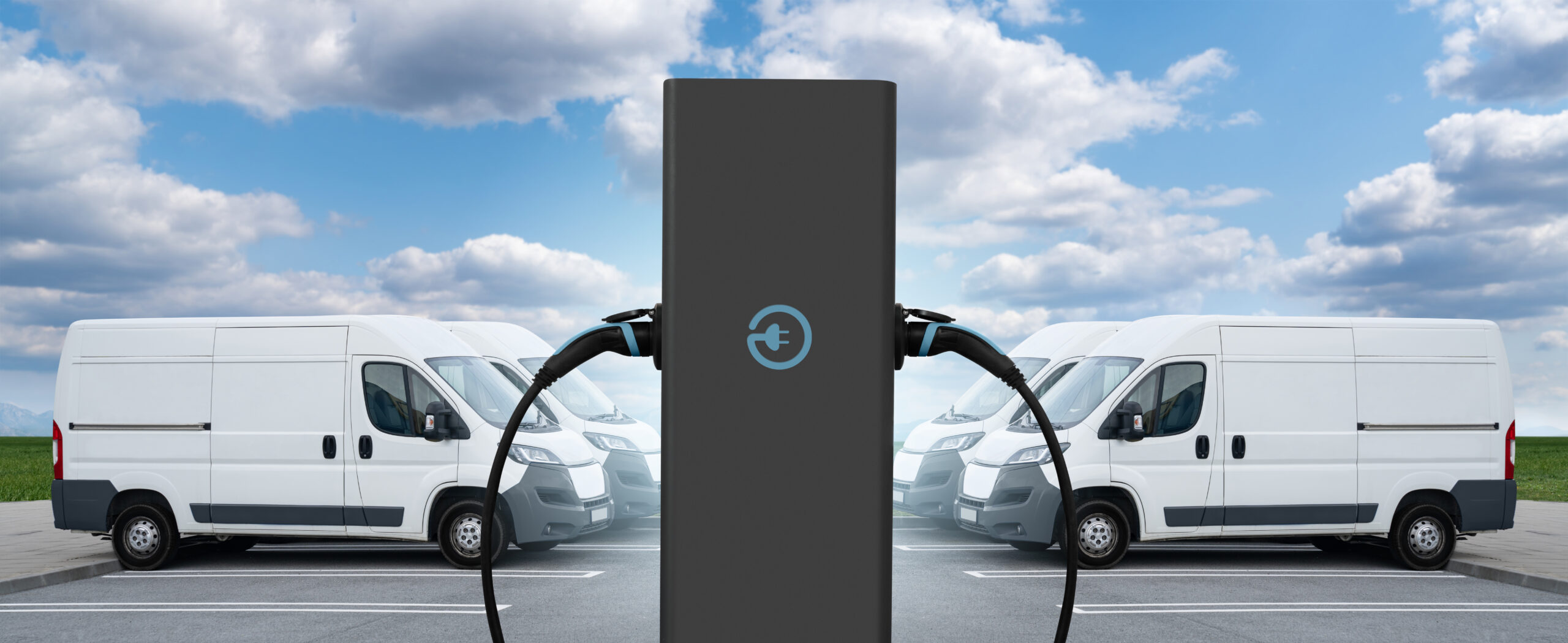 Electric delivery vans with electric vehicles charging station